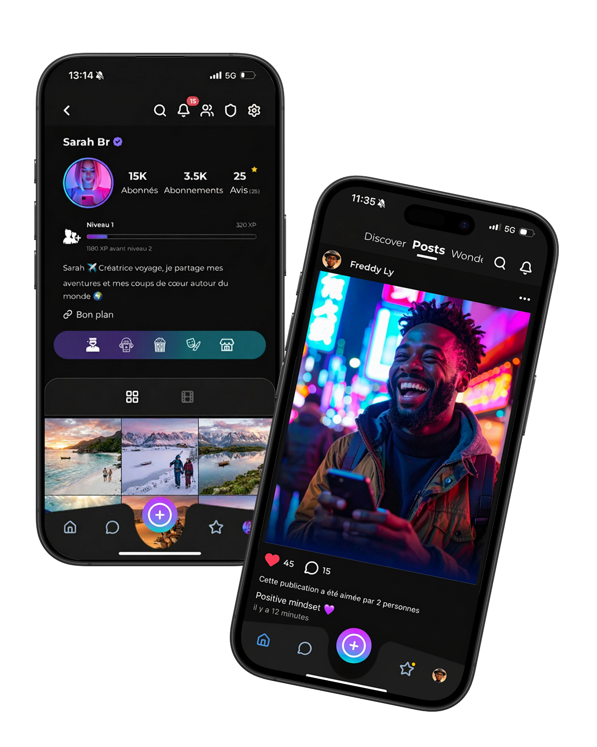 Aperçu de WonderLive : profil créateur, publication et communauté