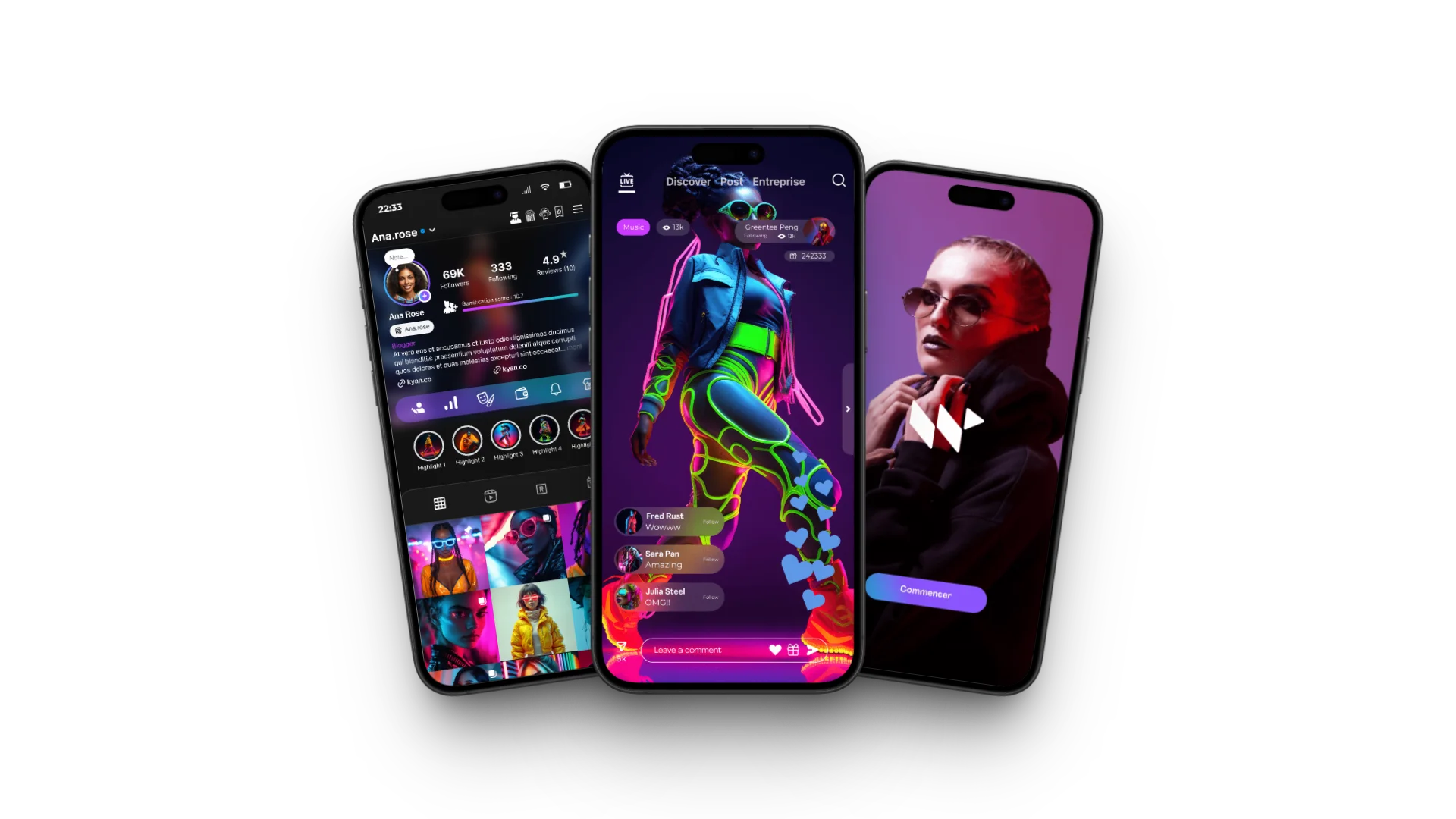 WonderLive App - Profil, Feed et Onboarding